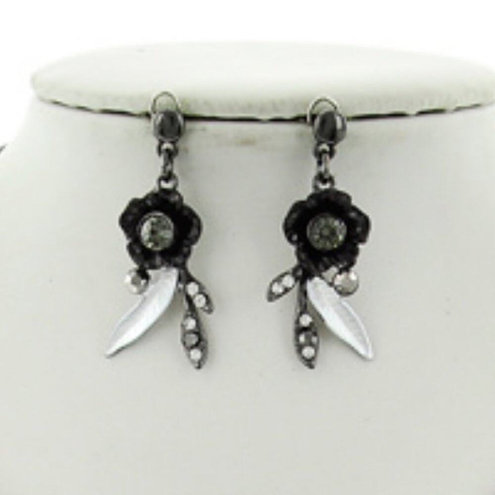 Black & Grey Rhinestone Statement Necklace & Earring Set - Picture 2 of 3